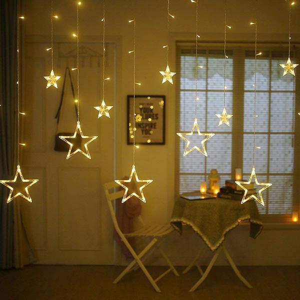 12 Stars 138 LED Curtain String Lights __stock:100 refund_fee:1200 String & Fairy Lights Warranty