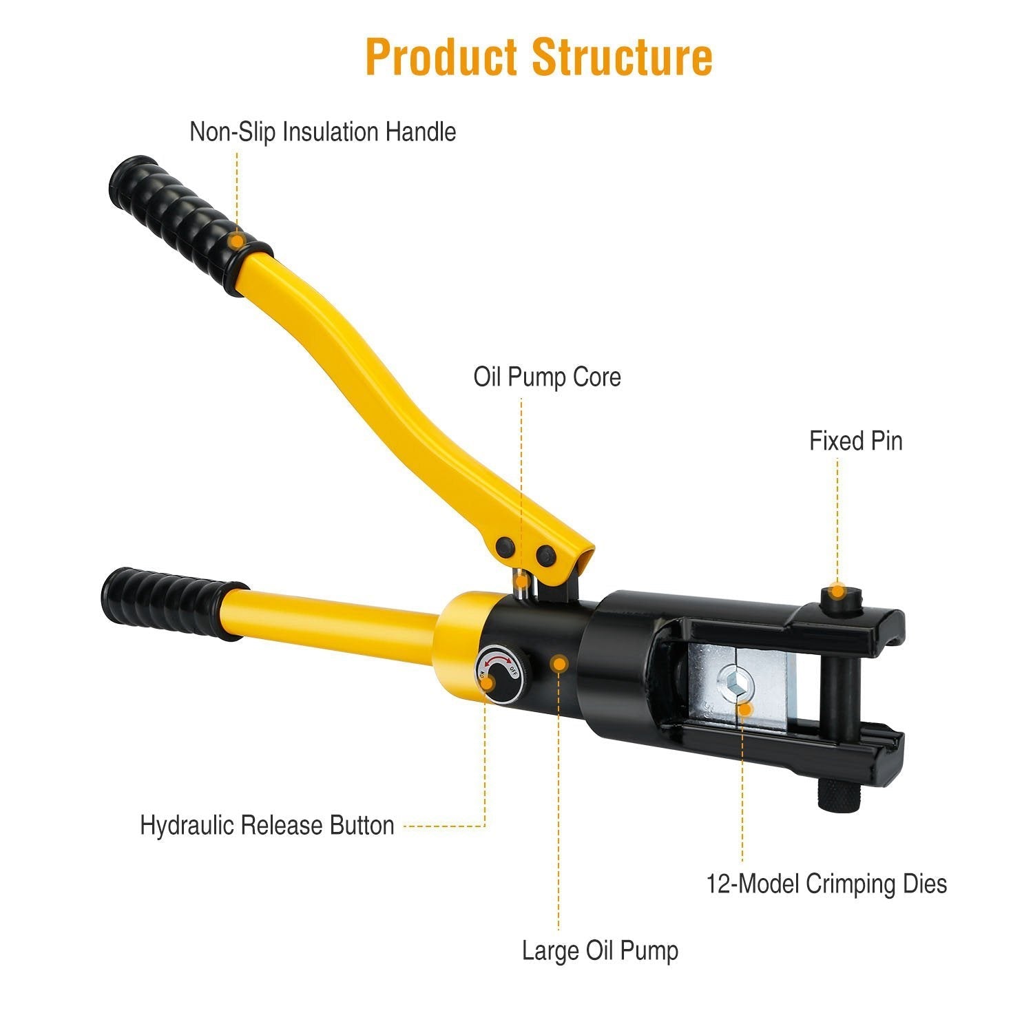 12 Ton Hydraulic Wire Crimper Home Improvement Low stock refund_fee:2200