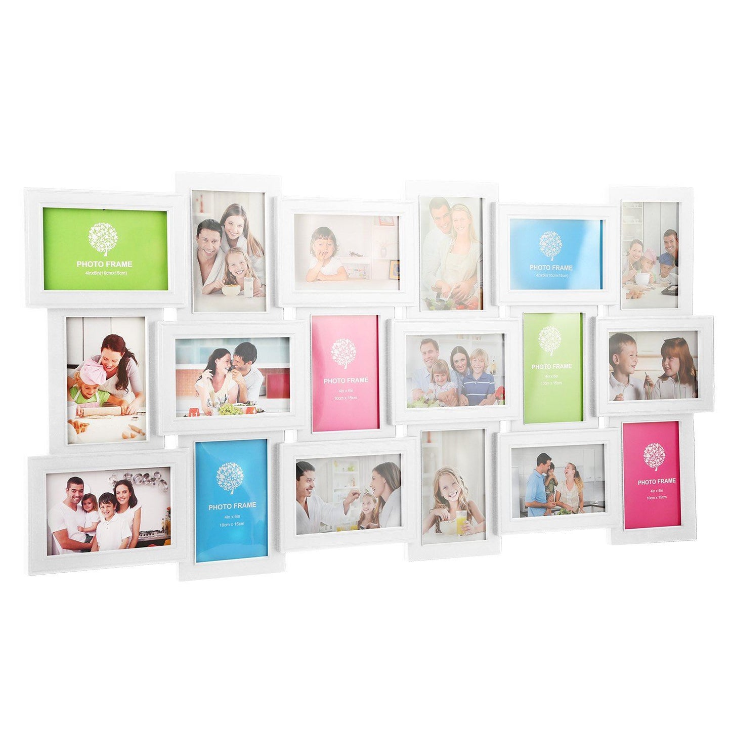 12/18 Picture Frames Collage for Photos in 4" x 6" Glass Protection White __stock:200 Furniture and Décor refund_fee:1800