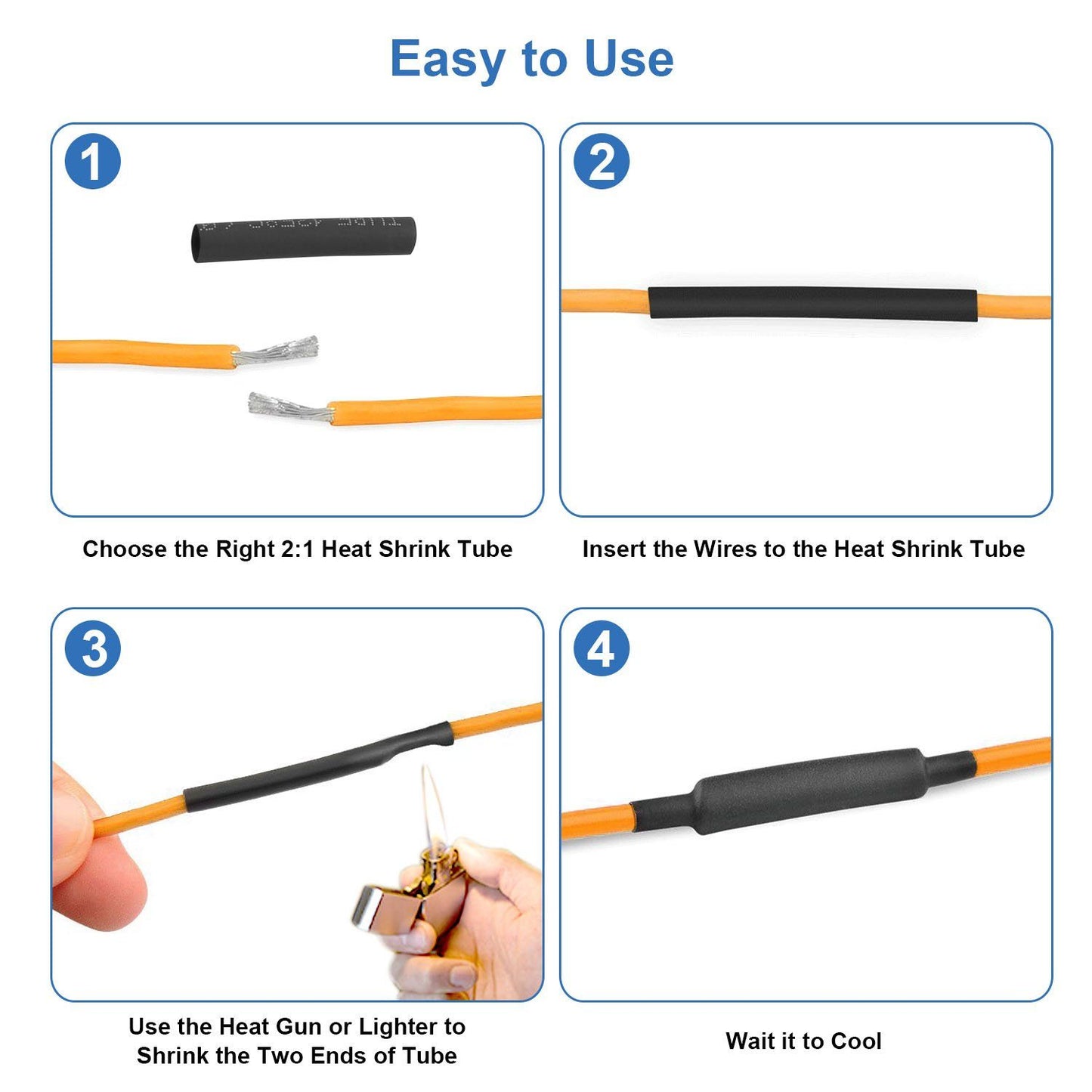 127-Piece: 2:1 Heat Shrink Tube Wire Wrap Assortment Set Home Improvement refund_fee:800