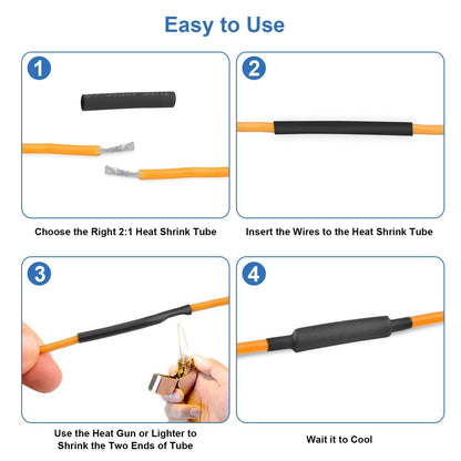 127-Piece: 2:1 Heat Shrink Tube Wire Wrap Assortment Set Home Improvement refund_fee:800