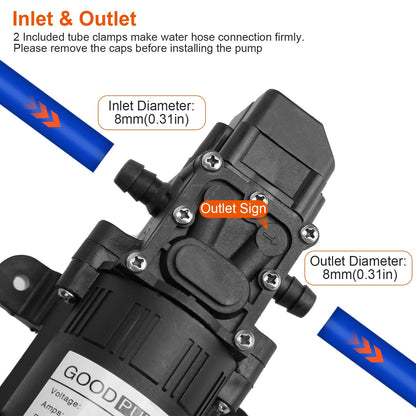 12V Water Pump with 2 Hose Clamps 123PSI Self Priming Sprayer Pump __stock:100 Garden & Patio refund_fee:1200