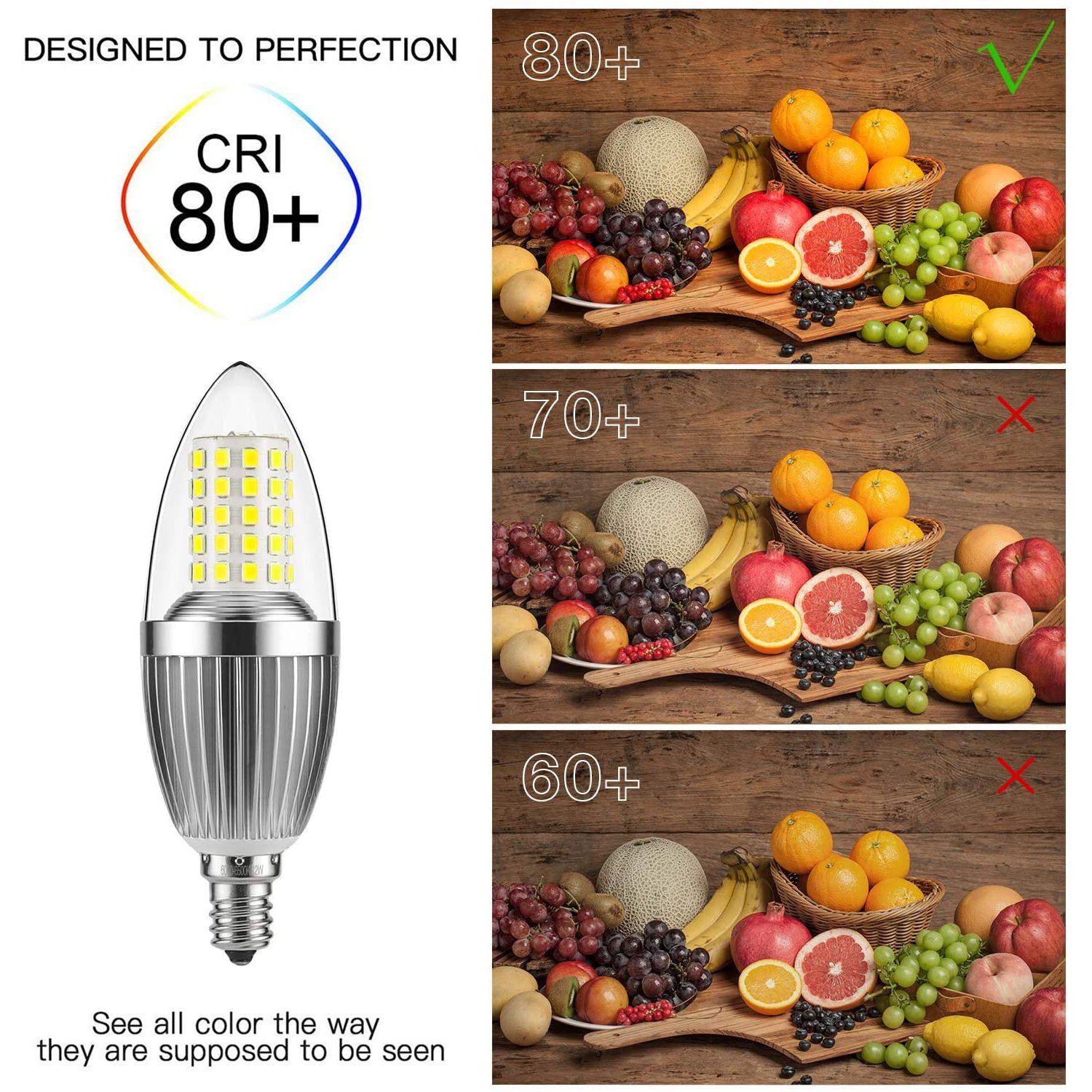 12W LED Candelabra Bulb Non-Dimmable 100-Watt Light Bulbs Equivalent __stock:200 Indoor Lighting refund_fee:1200 show-color-swatches Warranty