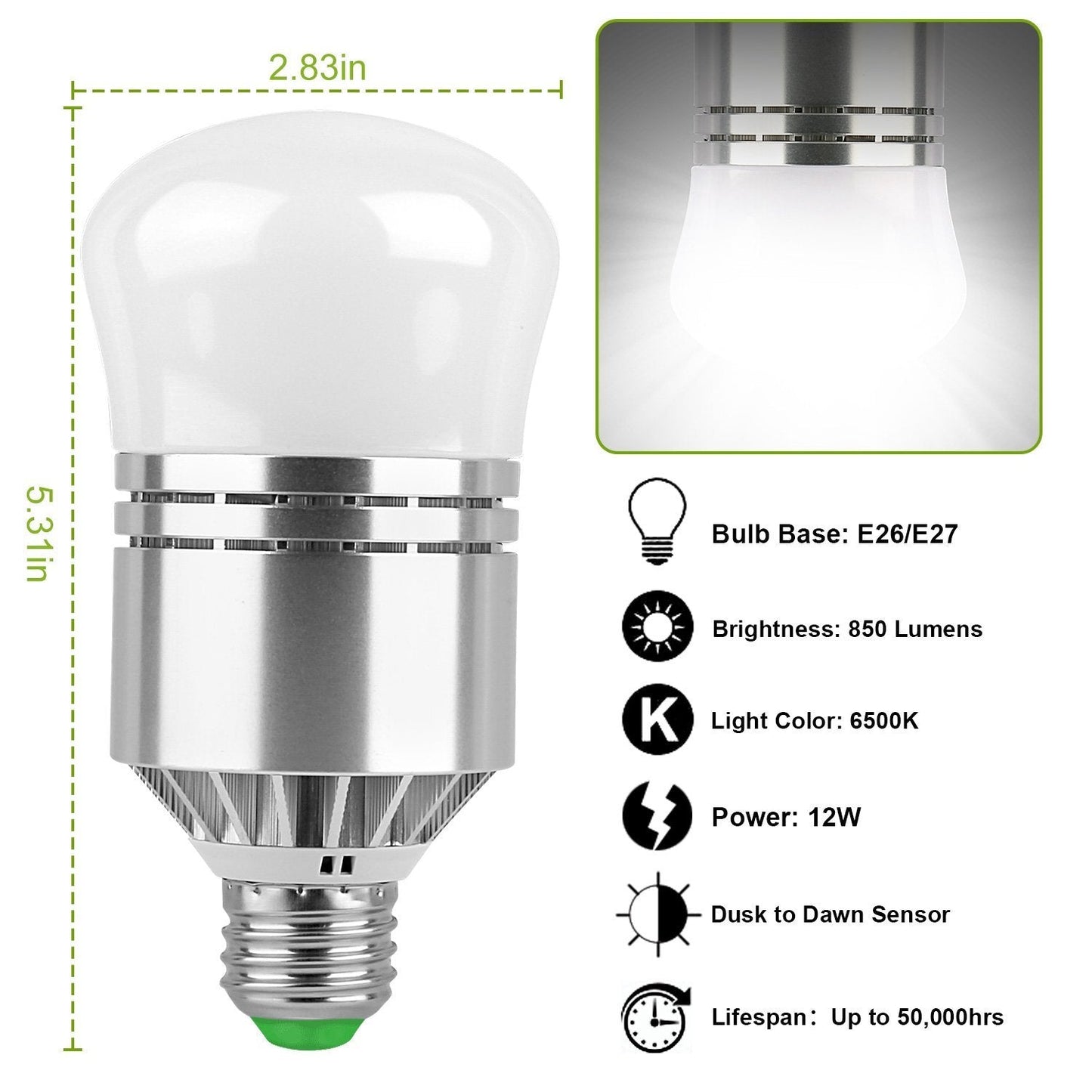 12W Light Sensor Globe Bulbs Dusk __stock:50 Indoor Lighting Low stock refund_fee:1200 Warranty