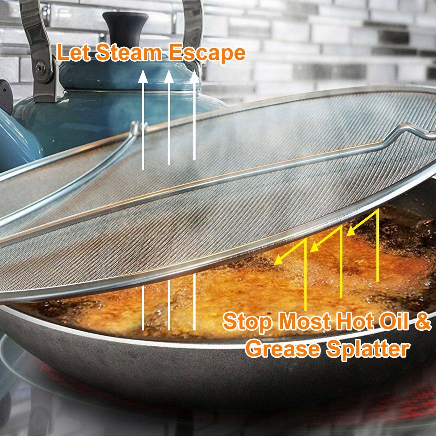 13-Inch Stainless Steel Grease Splatter Screen __stock:50 Kitchen & Dining refund_fee:1200