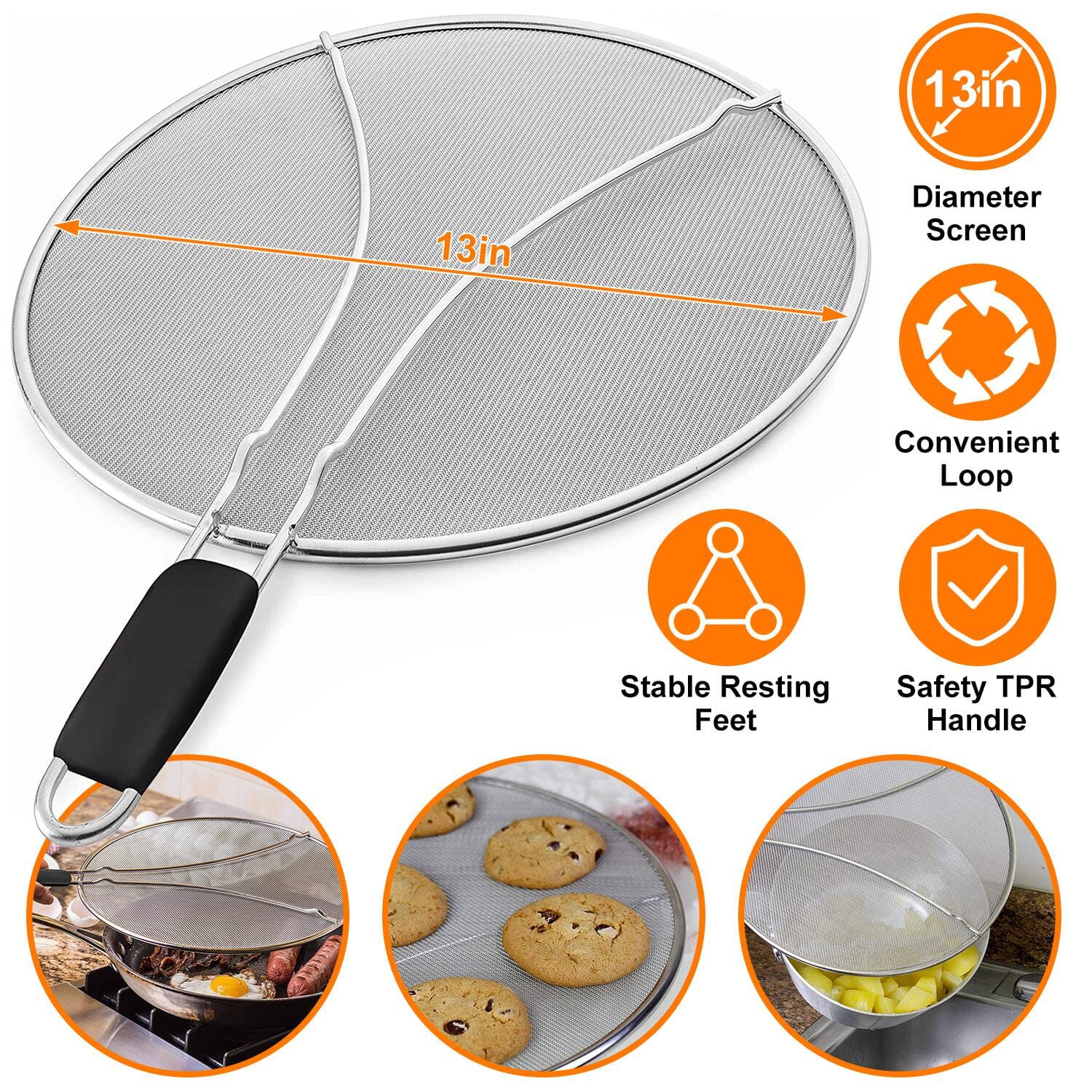 13-Inch Stainless Steel Grease Splatter Screen __stock:50 Kitchen & Dining refund_fee:1200