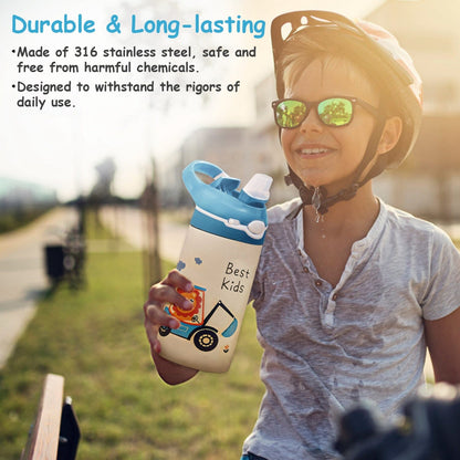 13.50oz. Insulated Stainless Steel Water Bottle Leak-proof with Straw Push Button Lock Switch __stock:50 Kitchen & Dining refund_fee:1200