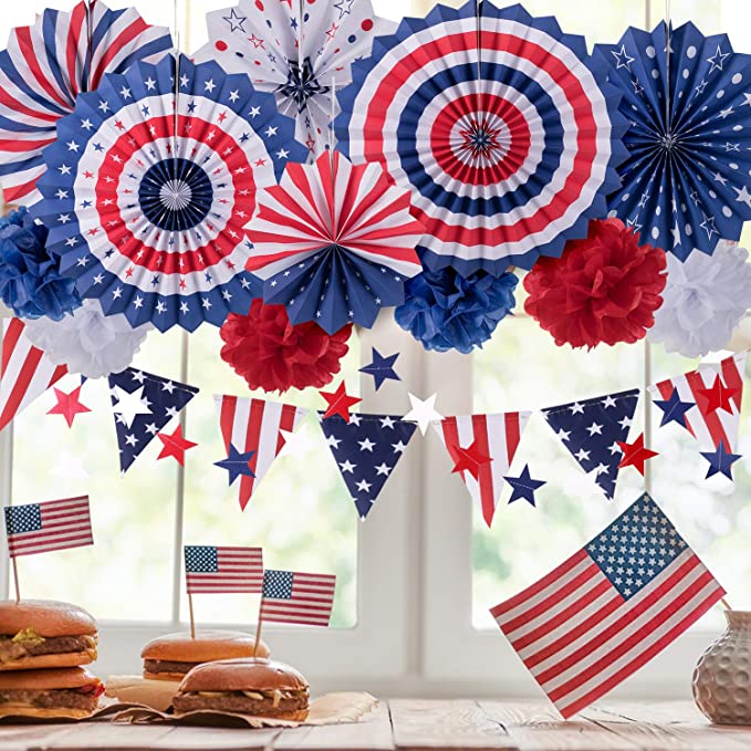 14-Piece: Patriotic Party Decorations Set __stock:200 Holiday Decor & Apparel refund_fee:1200