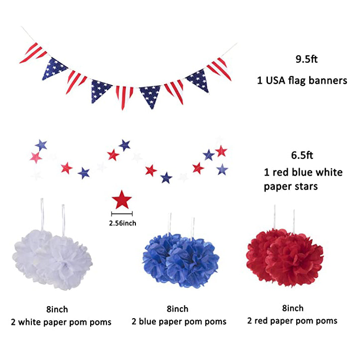 14-Piece: Patriotic Party Decorations Set __stock:200 Holiday Decor & Apparel refund_fee:1200