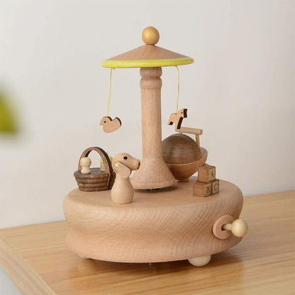 Wooden Music Box baby bed Bedding decoration gifts