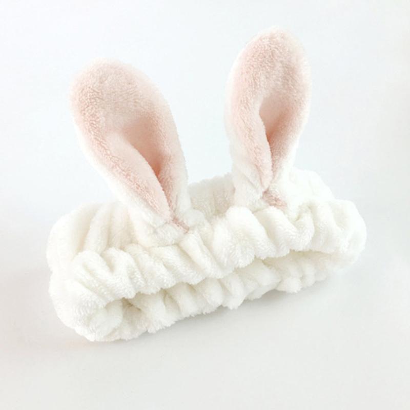 Coral Fleece Hair Band white rabbit bathroom