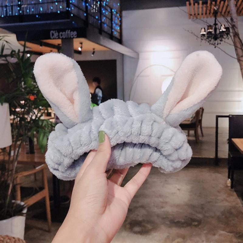 Coral Fleece Hair Band gray rabbit bathroom