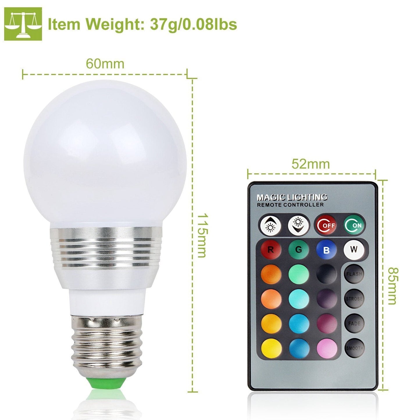 16 Colors Change LED Bulbs E27 3W RGD Dimmable Mood Lighting Lamp __stock:100 Indoor Lighting Low stock refund_fee:800 Warranty