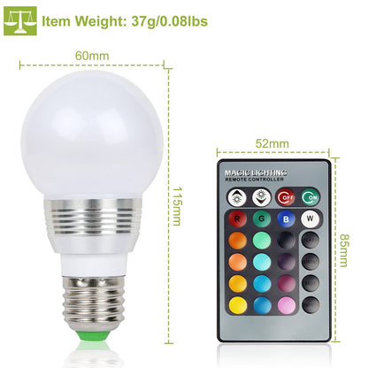 16 Colors Change LED Bulbs E27 3W RGD Dimmable Mood Lighting Lamp __stock:100 Indoor Lighting Low stock refund_fee:800 Warranty