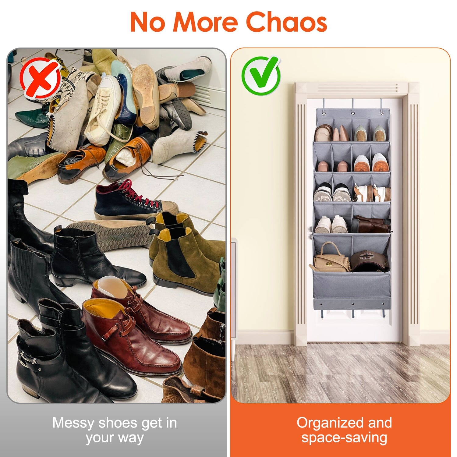 16 Pockets Over The Door Shoe Organizer 5 Tier with 6 Hooks __stock:50 Closet & Storage refund_fee:1200