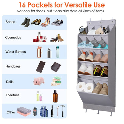 16 Pockets Over The Door Shoe Organizer 5 Tier with 6 Hooks __stock:50 Closet & Storage refund_fee:1200