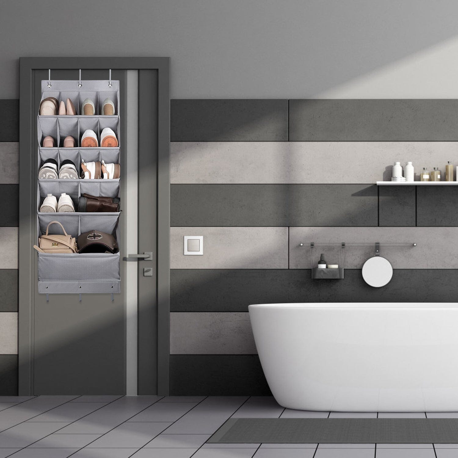 16 Pockets Over The Door Shoe Organizer 5 Tier with 6 Hooks __stock:50 Closet & Storage refund_fee:1200