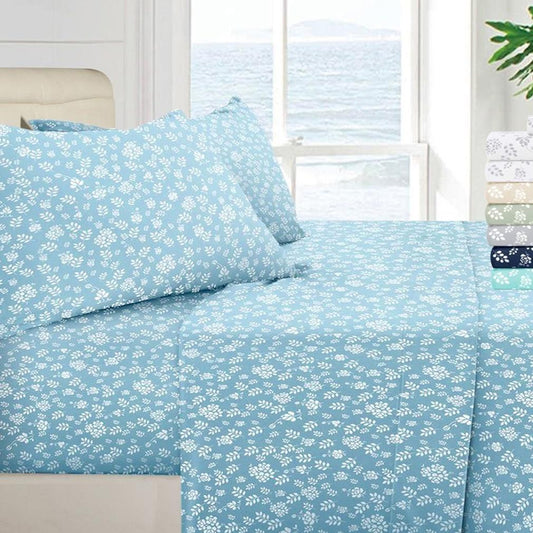 1800 Series Egyptian Floral Bed Sheet Set Blue __label2:BOGO 30% OFF __stock:50 Bedding refund_fee:1200