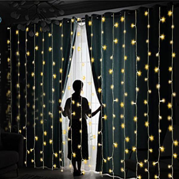 19.6 x 6.6 FT. 448 LED Warm White Waterproof String Fairy Curtain Lights __stock:100 Holiday refund_fee:1200 String & Fairy Lights Warranty