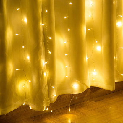 19.6 x 6.6 FT. 448 LED Warm White Waterproof String Fairy Curtain Lights __stock:100 Holiday refund_fee:1200 String & Fairy Lights Warranty