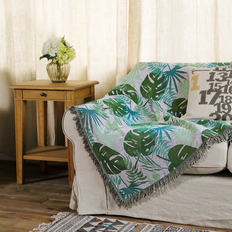 Tropical Monstera Leaf Throw Blankets & Throws