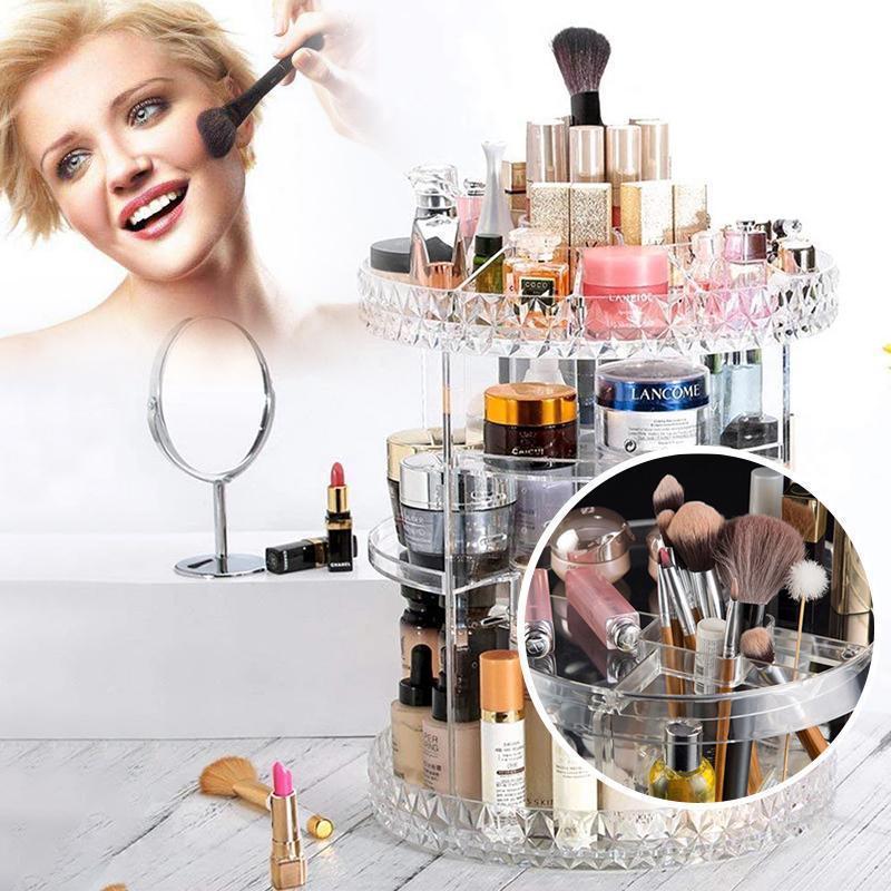 360° Rotating Crystal Cosmetic Storage Box Closet & Storage storage