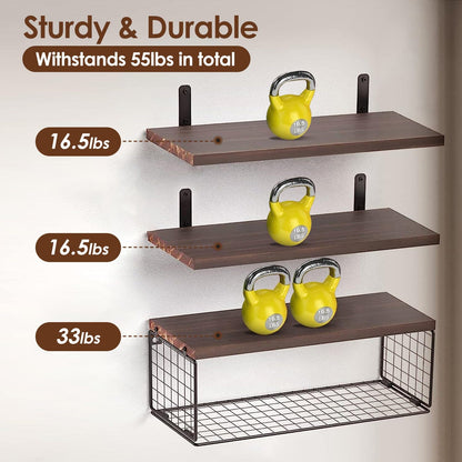 2-in-1 Floating Shelves Wall Mounted with Storage Basket __stock:50 Furniture and Décor refund_fee:1200