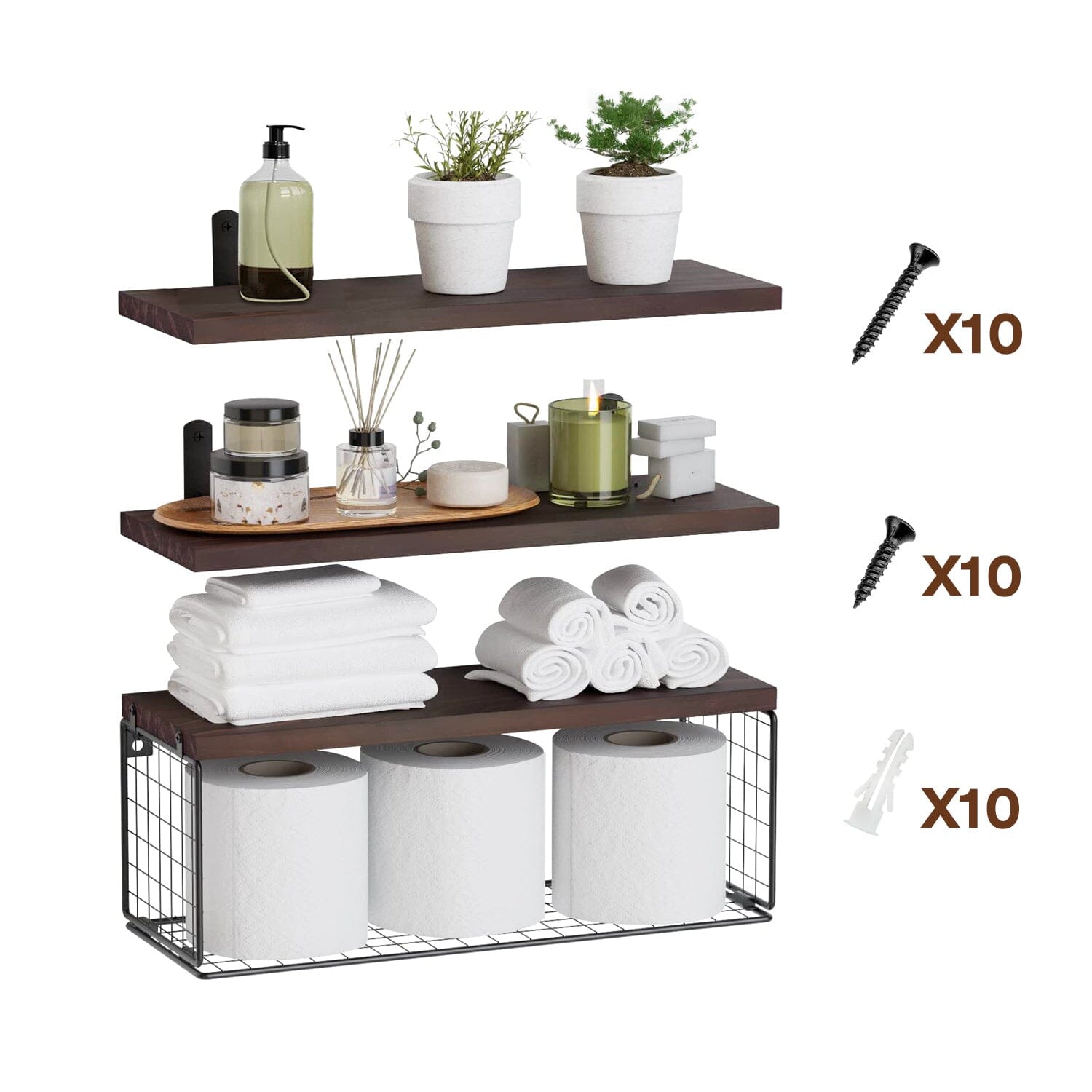 2-in-1 Floating Shelves Wall Mounted with Storage Basket __stock:50 Furniture and Décor refund_fee:1200