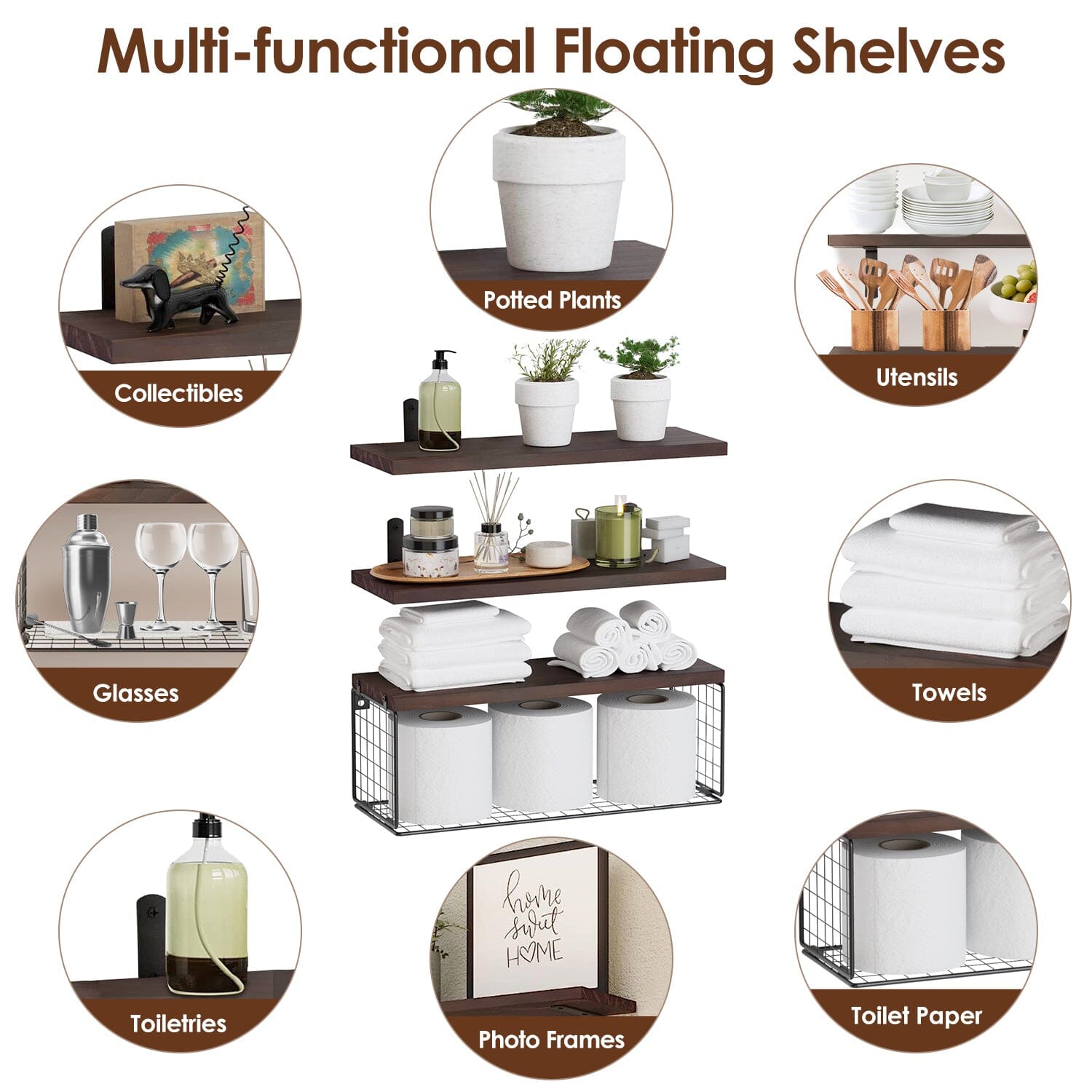 2-in-1 Floating Shelves Wall Mounted with Storage Basket __stock:50 Furniture and Décor refund_fee:1200