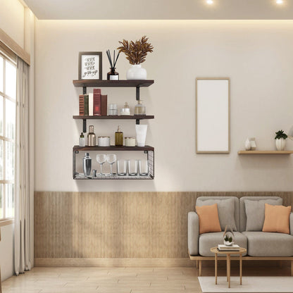 2-in-1 Floating Shelves Wall Mounted with Storage Basket __stock:50 Furniture and Décor refund_fee:1200