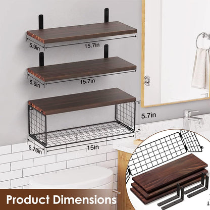 2-in-1 Floating Shelves Wall Mounted with Storage Basket __stock:50 Furniture and Décor refund_fee:1200