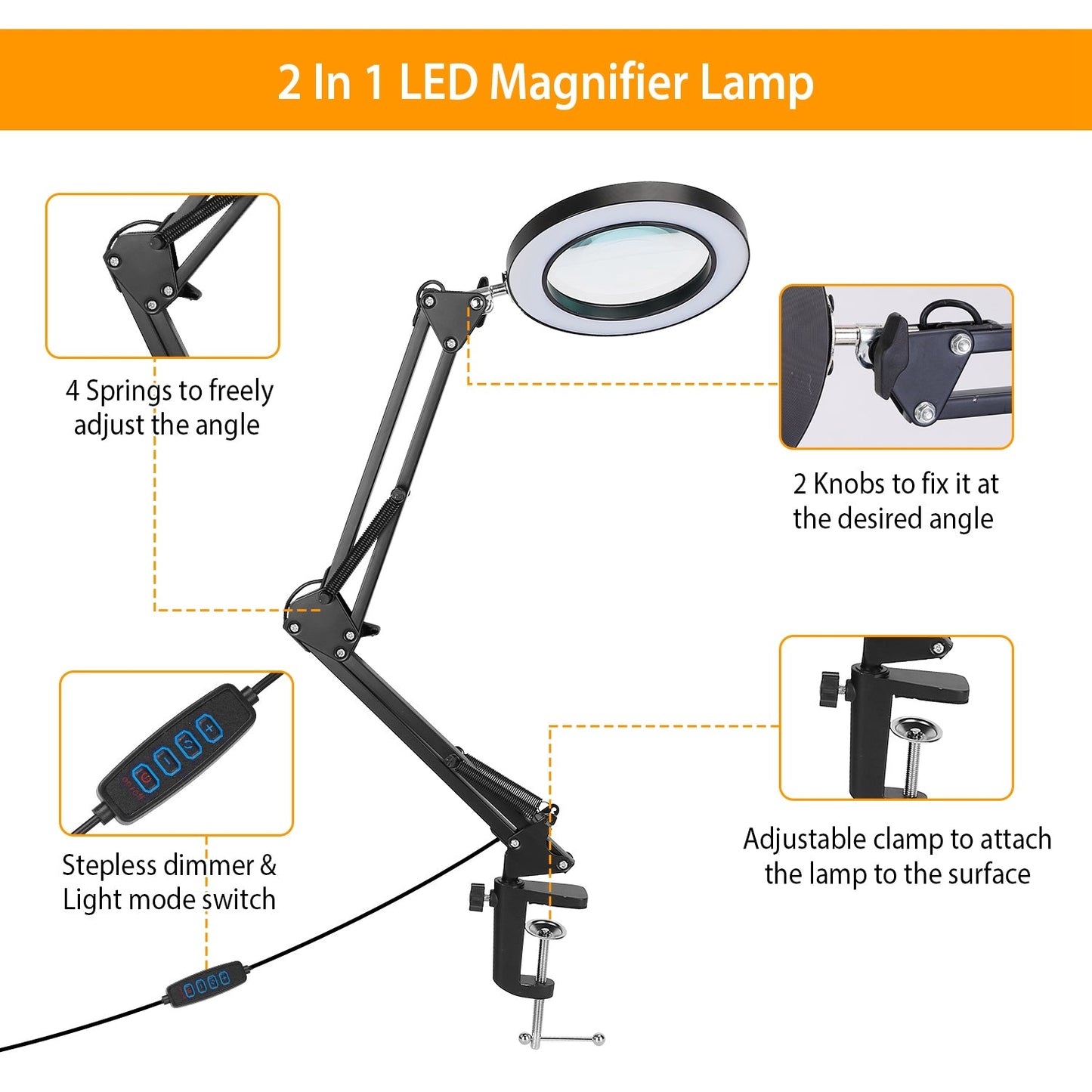 2-in-1 LED Magnifier Desk Lamp with 8x Magnifying Glass __stock:100 Indoor Lighting refund_fee:1200 Warranty