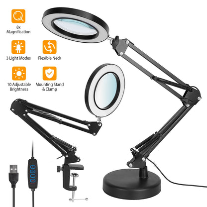 2-in-1 LED Magnifier Desk Lamp with 8x Magnifying Glass __stock:100 Indoor Lighting refund_fee:1200 Warranty