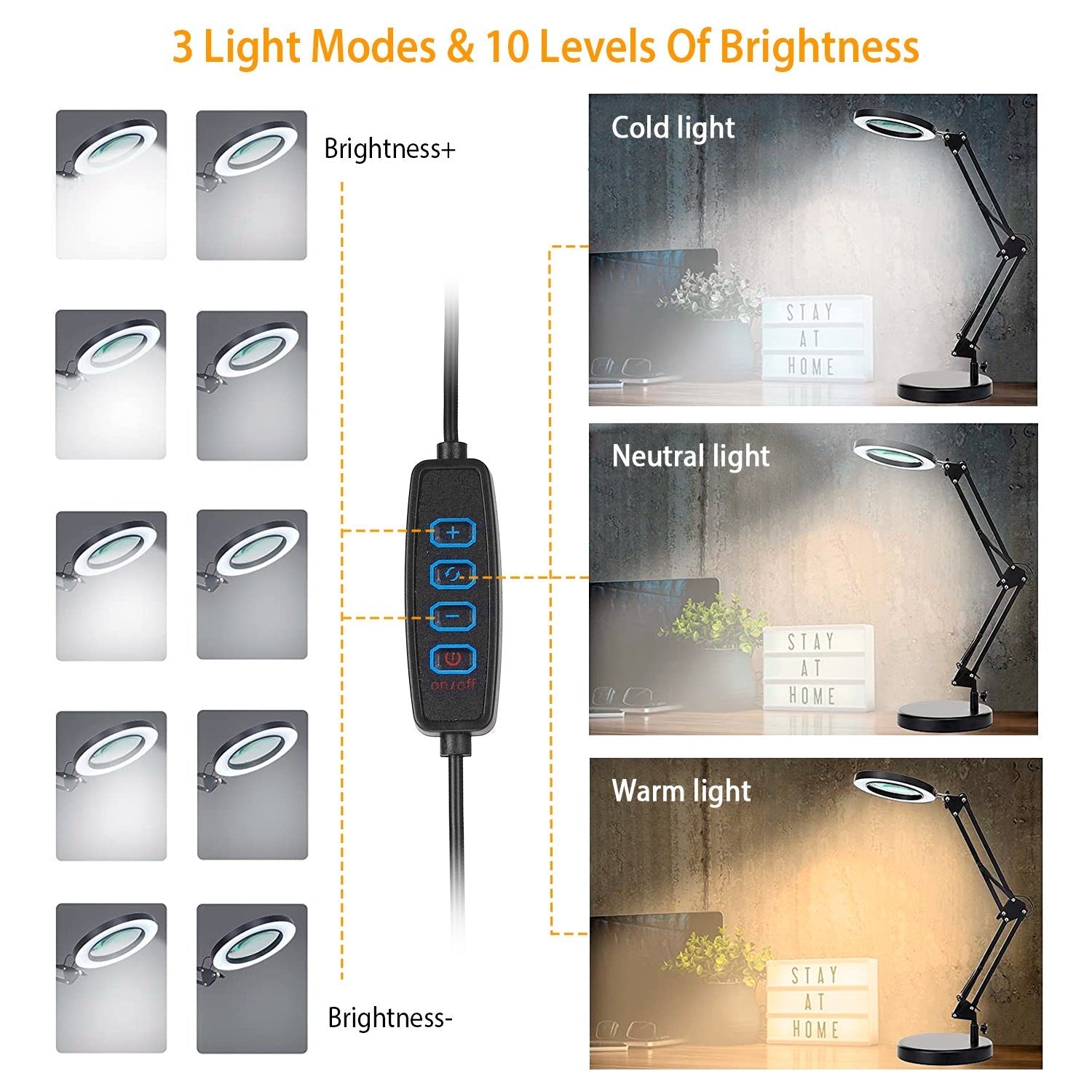 2-in-1 LED Magnifier Desk Lamp with 8x Magnifying Glass __stock:100 Indoor Lighting refund_fee:1200 Warranty