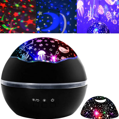 2-in-1 Ocean Star Night Light Projector Lamp 360 Degree Rotating Black __stock:100 Indoor Lighting refund_fee:1200 Warranty