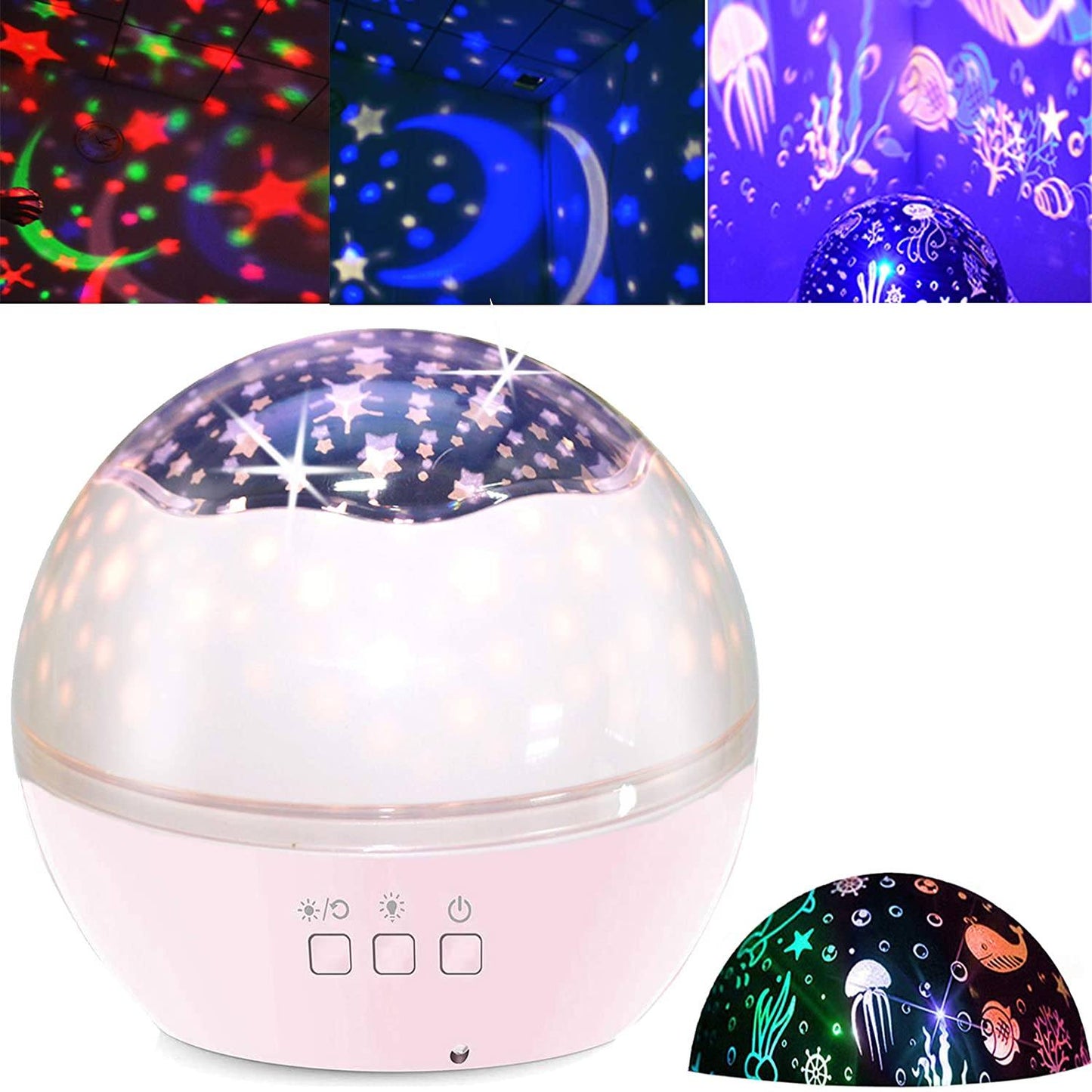 2-in-1 Ocean Star Night Light Projector Lamp 360 Degree Rotating Pink __stock:100 Indoor Lighting refund_fee:1200 Warranty