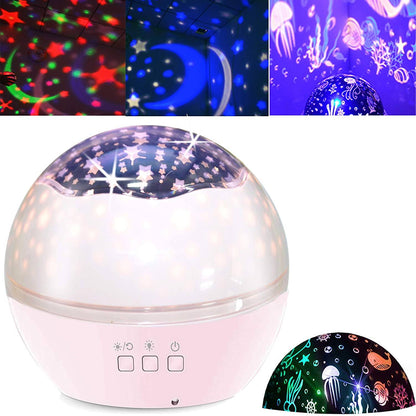 2-in-1 Ocean Star Night Light Projector Lamp 360 Degree Rotating Pink __stock:100 Indoor Lighting refund_fee:1200 Warranty