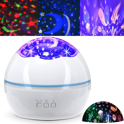 2-in-1 Ocean Star Night Light Projector Lamp 360 Degree Rotating White __stock:100 Indoor Lighting refund_fee:1200 Warranty