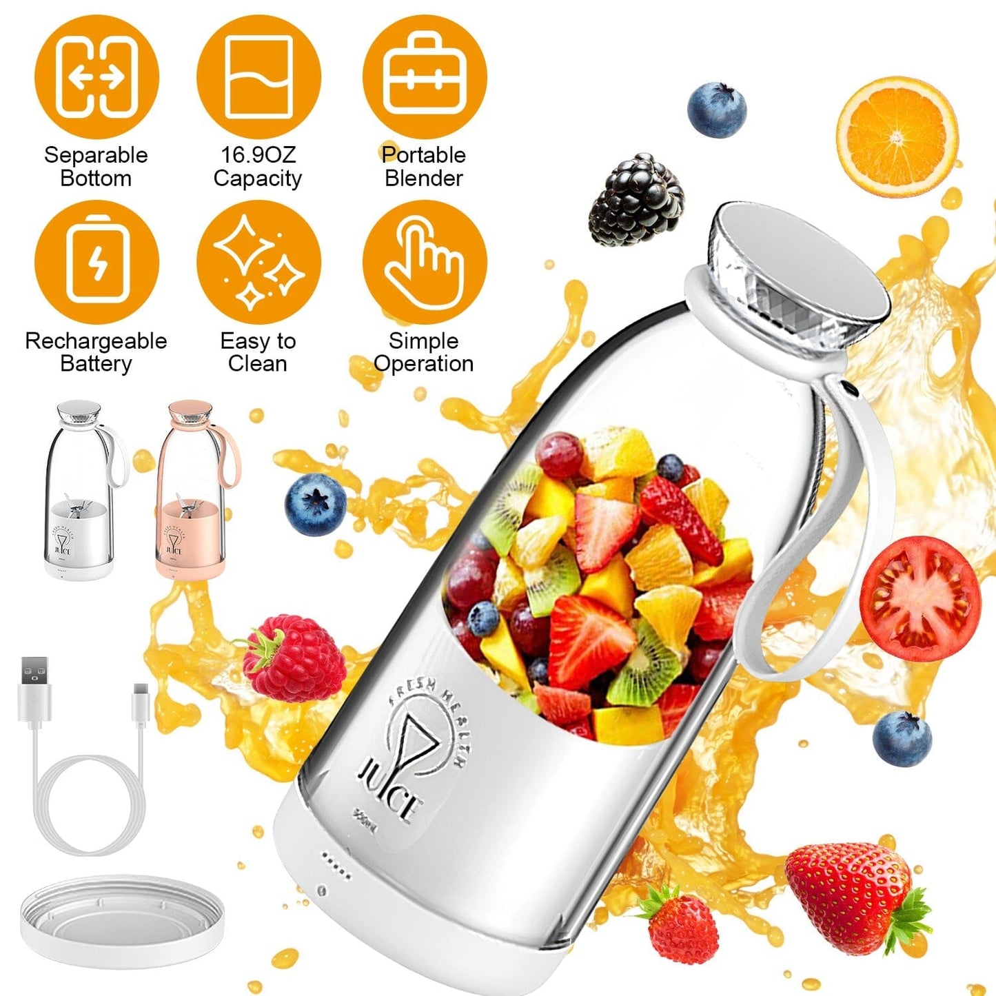 2-in-1 Portable Fruit Blender Rechargeable __stock:50 Kitchen & Dining refund_fee:1800 Warranty