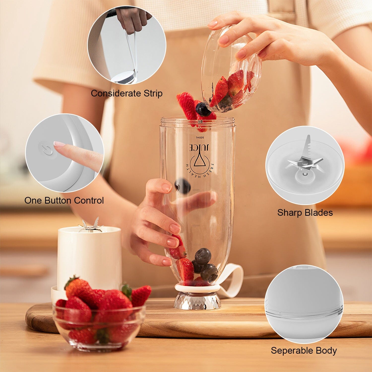 2-in-1 Portable Fruit Blender Rechargeable __stock:50 Kitchen & Dining refund_fee:1800 Warranty