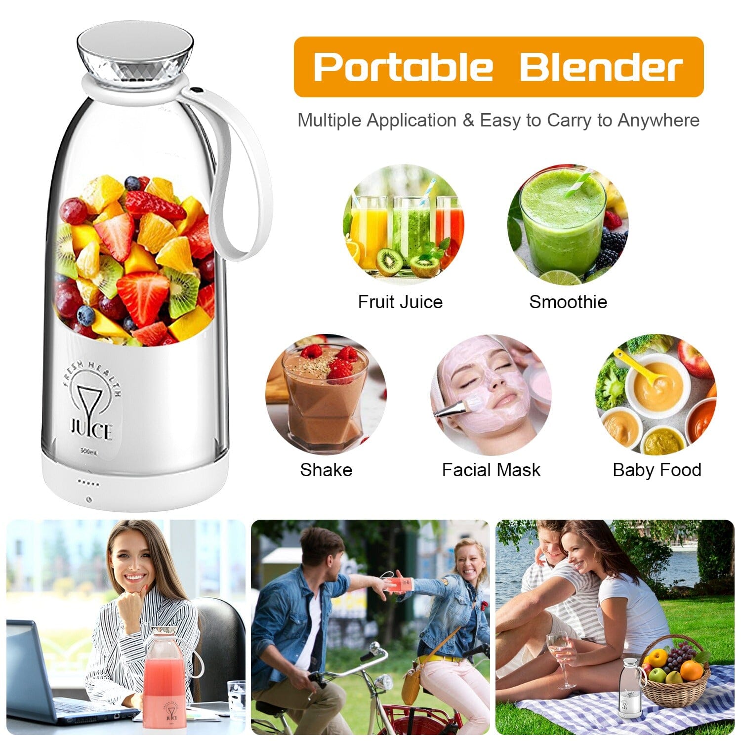 2-in-1 Portable Fruit Blender Rechargeable __stock:50 Kitchen & Dining refund_fee:1800 Warranty