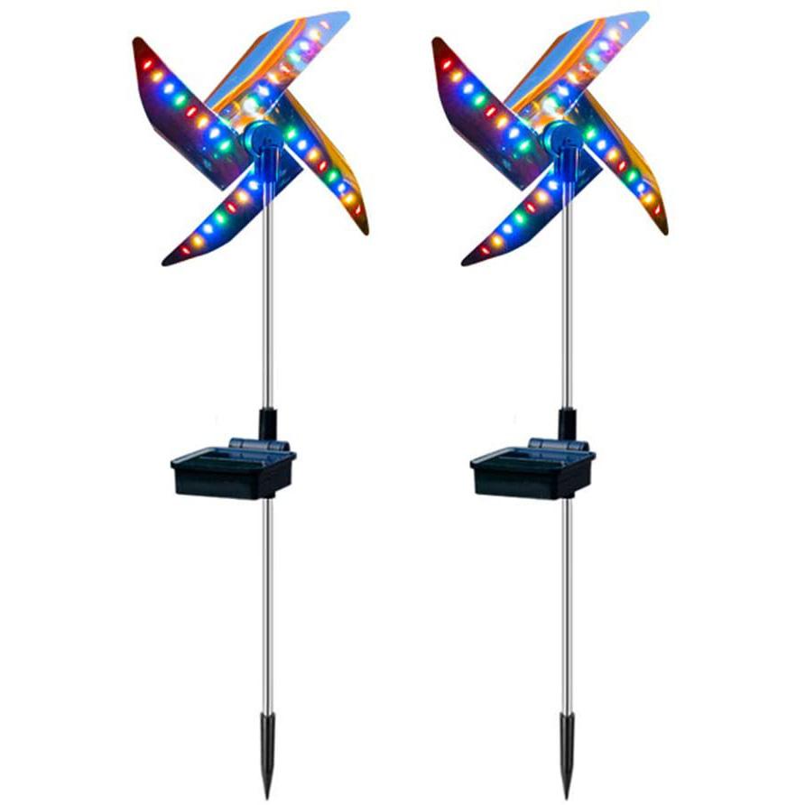 2-Pack: 32LED Outdoor Solar Ground Light Garden Lawn Waterproof Windmill Lamp __stock:400 Garden & Patio refund_fee:1800