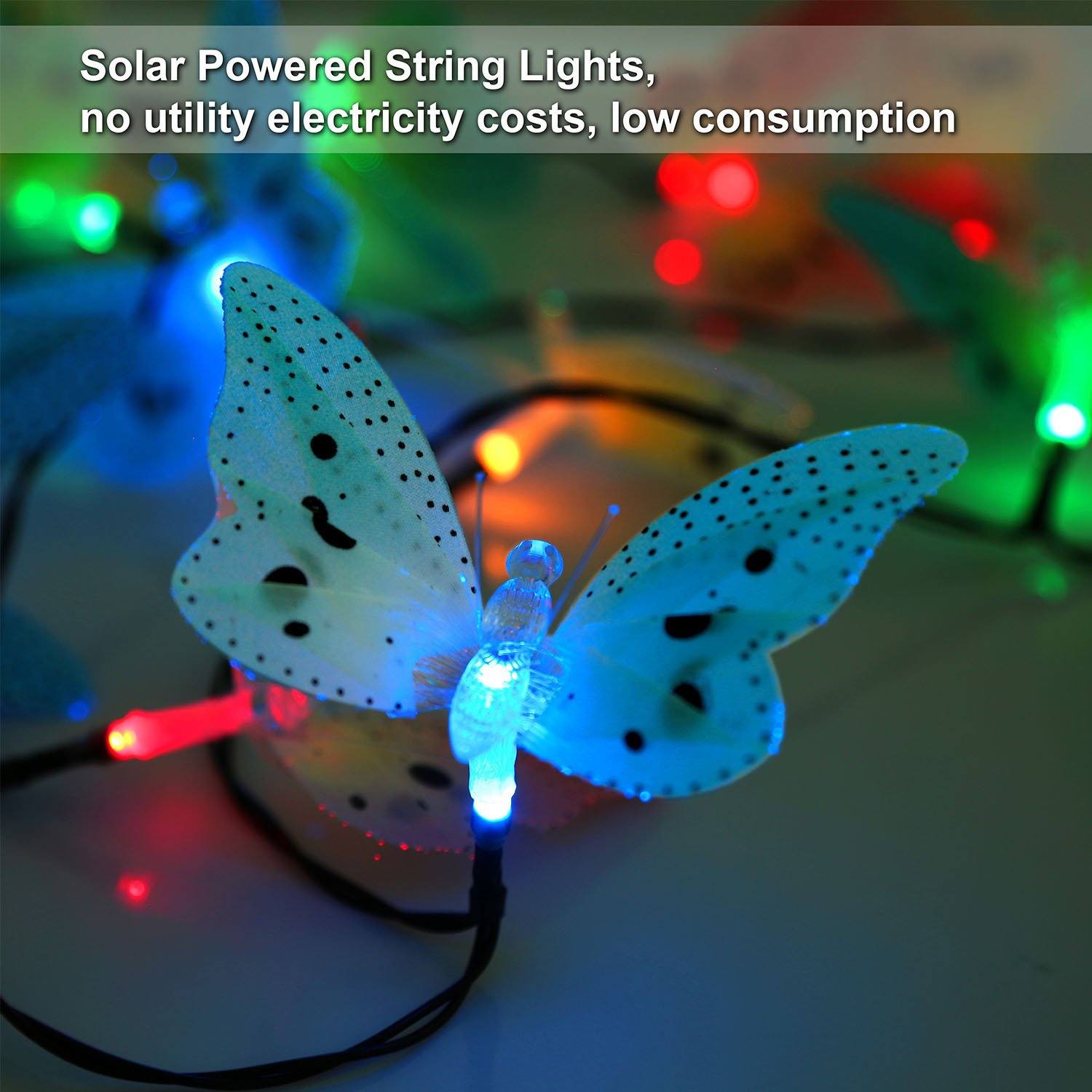 2-Pack: 3.8M Solar String Butterfly Lights __stock:150 refund_fee:1200 String & Fairy Lights Warranty