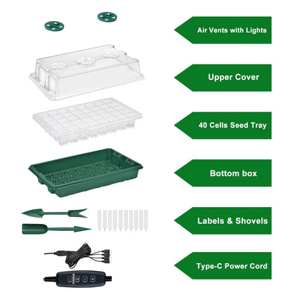 2-Pack: 40 Cell Seed Starting Tray Plant Grow Light with 4 Adjustable Brightness __stock:50 Garden & Patio Low stock refund_fee:1200