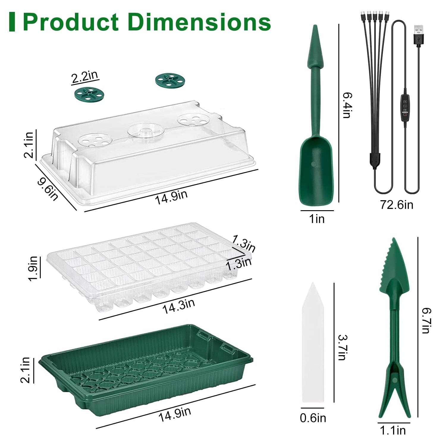 2-Pack: 40 Cell Seed Starting Tray Plant Grow Light with 4 Adjustable Brightness __stock:50 Garden & Patio Low stock refund_fee:1200