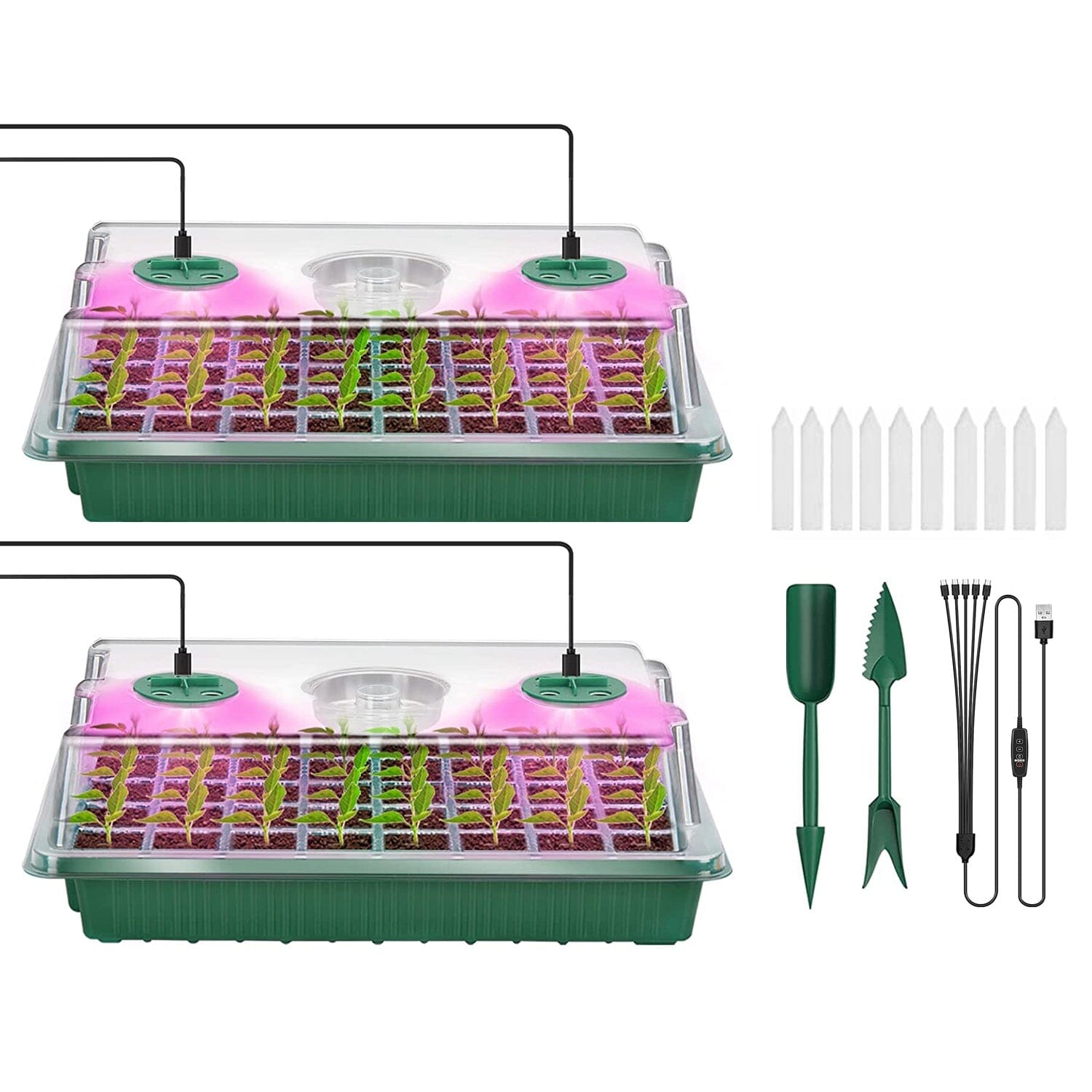 2-Pack: 40 Cell Seed Starting Tray Plant Grow Light with 4 Adjustable Brightness __stock:50 Garden & Patio Low stock refund_fee:1200