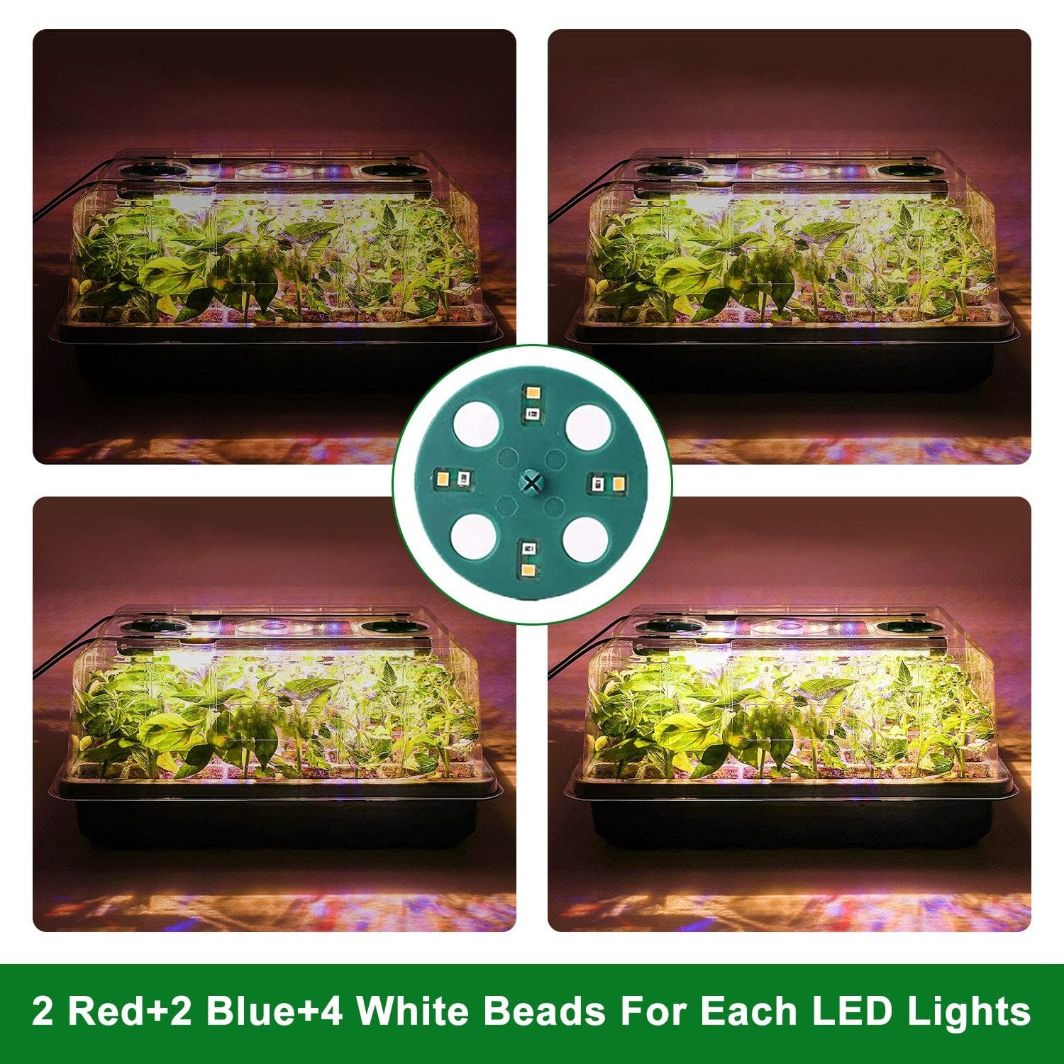 2-Pack: 40 Cell Seed Starting Tray Plant Grow Light with 4 Adjustable Brightness __stock:50 Garden & Patio Low stock refund_fee:1200