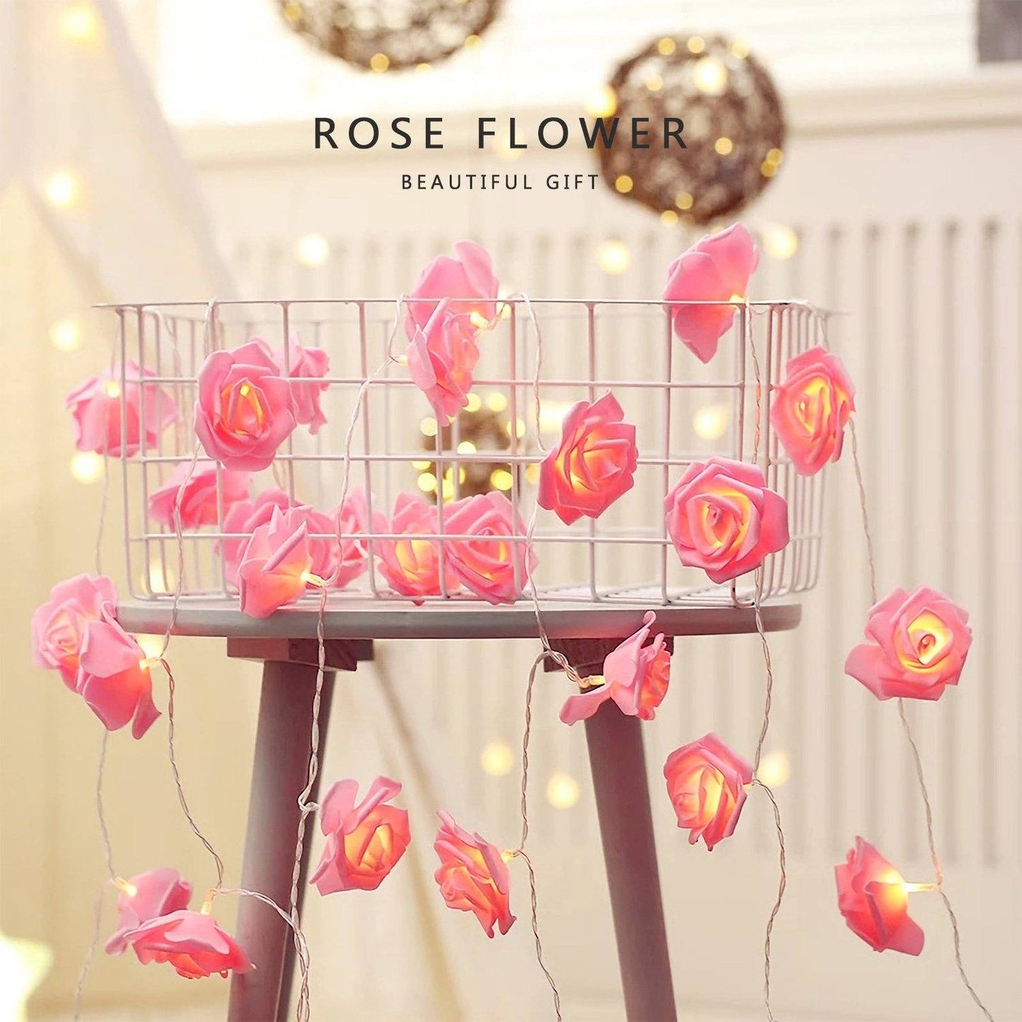 2-Pack: 40 LEDs Rose Flower String Lights __stock:150 refund_fee:800 String & Fairy Lights Warranty