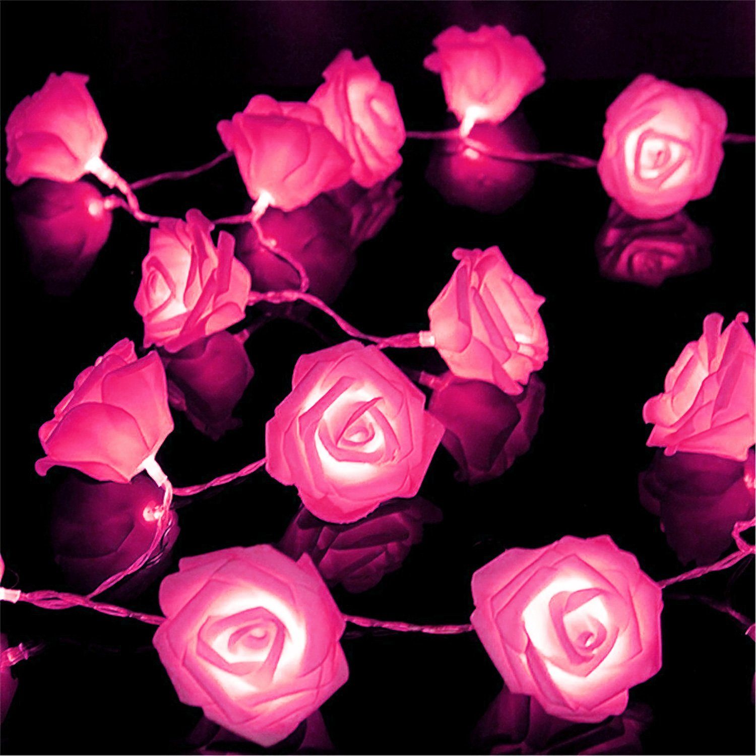 2-Pack: 40 LEDs Rose Flower String Lights __stock:150 refund_fee:800 String & Fairy Lights Warranty