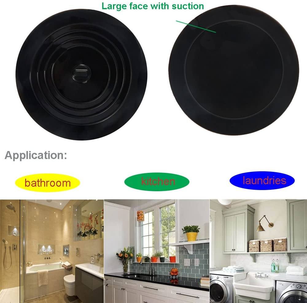 2-Pack: 6" Large Silicone Drain Plug Hair Stopper Flat Suction Cover __stock:100 Home Improvement refund_fee:800